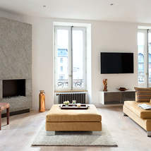 Modern amenities complement the historic features of the large apartment in the centre of Chamonix